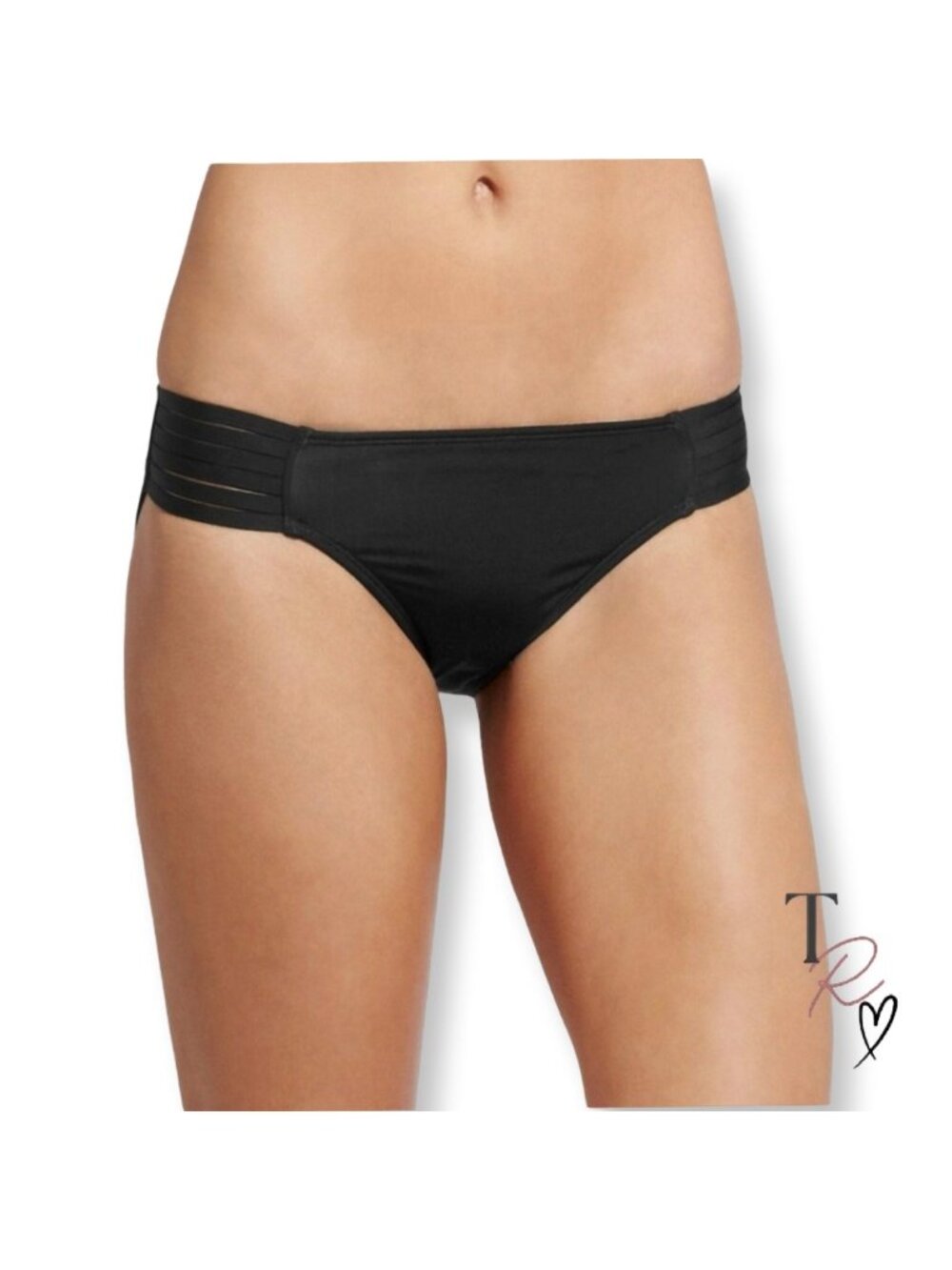 Athleta NEW Aqualuxe Strappy Swimsuit Bikini Bottom in Black Size Medium